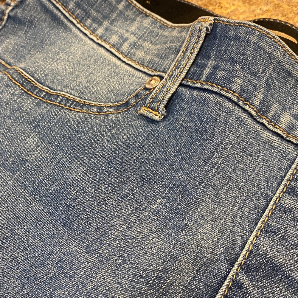 Seven7 Seamless Pull On Skinny Blue Jeans L/G MUSTY Faux Front Pockets No Zipper - Picture 8 of 16